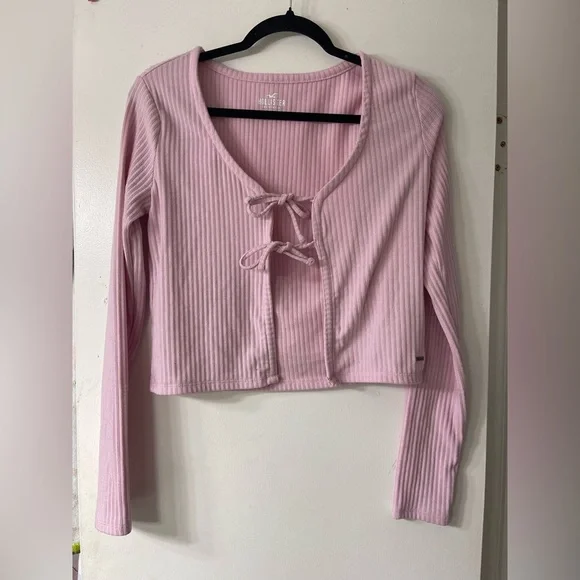 Hollister Tops Hollister Pink Ribbed Long Sleeve Crop Blouse